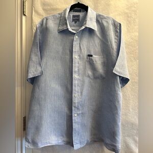 Faconnable light Blue 100% linen Casual Button Down mens Shirt Sz-L. E18